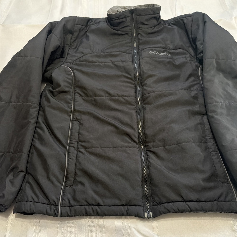 Columbia Black Jacket Hoodless Size L, Zip Up, Unisex Long Sleeve, Interchange